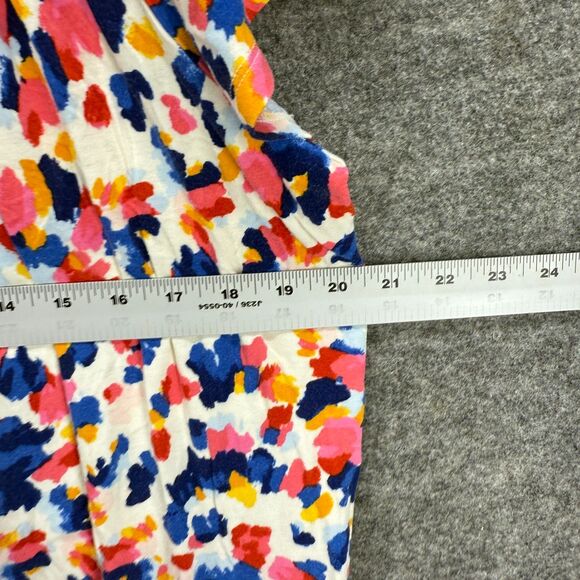 Style & Co. Blouse Women XL White Colorblock Short Sleeve Round Neck Rayon - Picture 5 of 7